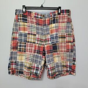 BROOKS BROTHERS Patchwork Madras Shorts Mens 34x9 Multicolor Plaid Preppy Cotton